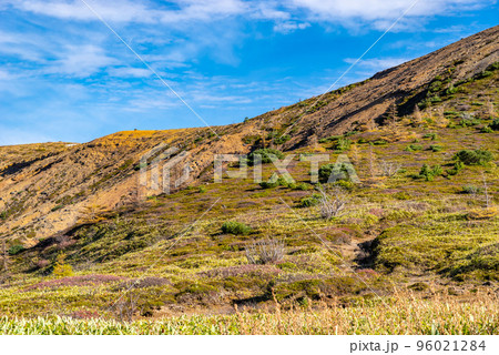 志賀草津高原ルート山田峠付近から見る湯釜周辺の山肌と自然 10月下旬　b-1 96021284