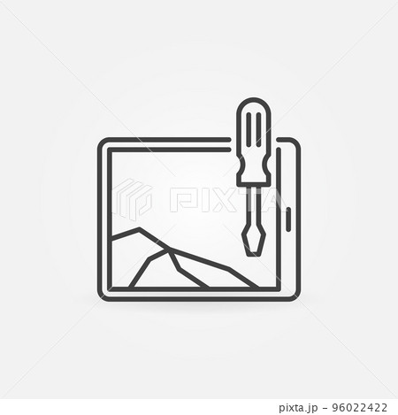 Tablet with Broken Screen vector concept outline icon 96022422