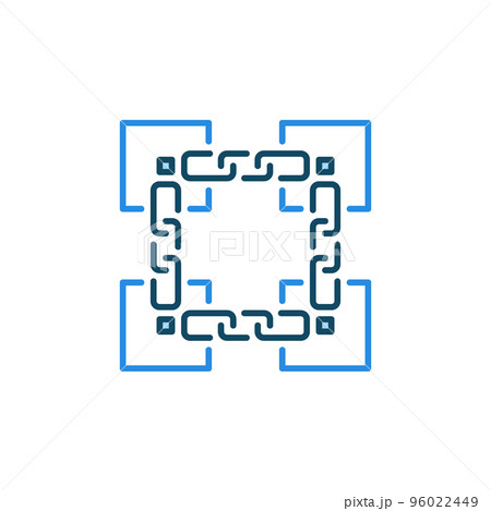 Blocks with Chain blue icon - Blockchain vector...のイラスト素材 [96022449 ...