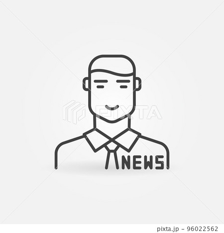 News anchor or Reporter vector man concept outline icon 96022562