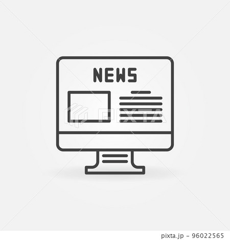 Computer with News page vector concept icon in thin line style Computer with News page vector concept icon in thin line style 96022565