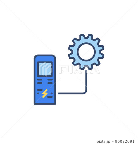 EV Recharging Point with Cog Wheel vector colored icon 96022691