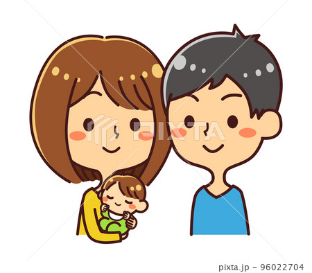 若い夫婦と赤ちゃん　イラスト素材 96022704