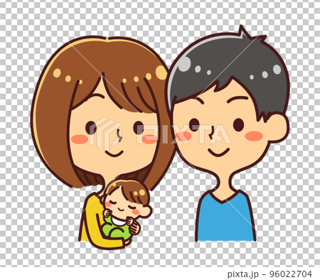 Young couple and baby illustration material Young couple and baby illustration material 96022704