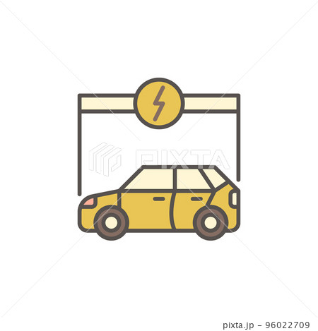EV vector concept yellow colored icon or logo EV vector concept yellow colored icon or logo 96022709