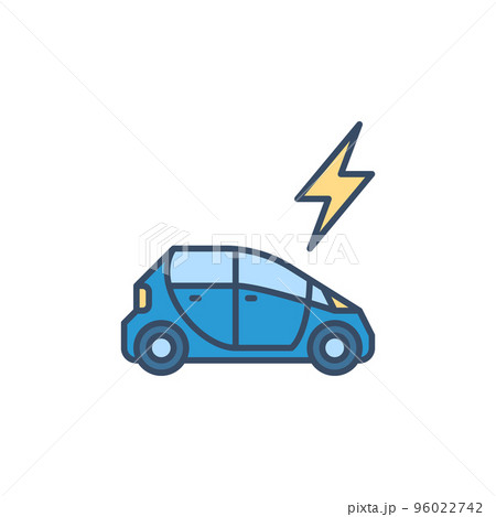 Electric Car and Lightning vector concept colored icon 96022742