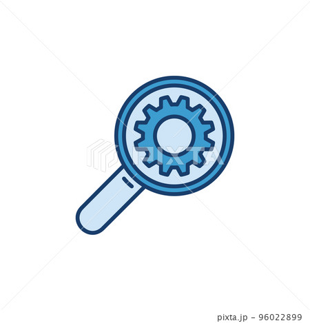 Magnifier with Gear creative icon - vector concept symbol Magnifier with Gear creative icon - vector concept symbol 96022899