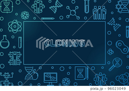 Cloning vector blue outline horizontal frame or illustration 96023049