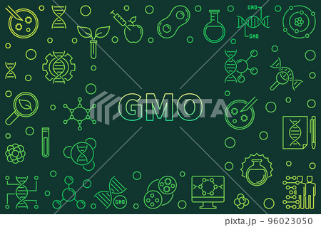 Vector GMO concept horizontal outline green frame 96023050