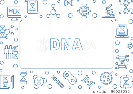 DNA horizontal outline frame. Vector concept illustration 96023059