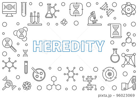Heredity horizontal frame in linear style. Vector illustration 96023069