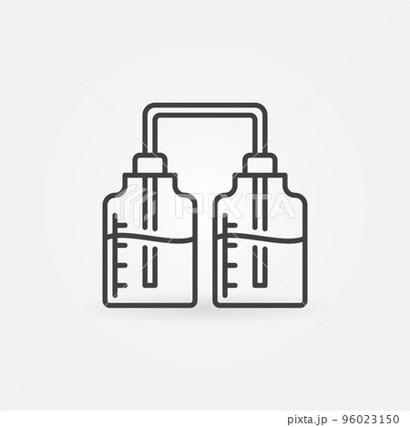 Connected chemistry bottles minimal vector outline icon 96023150