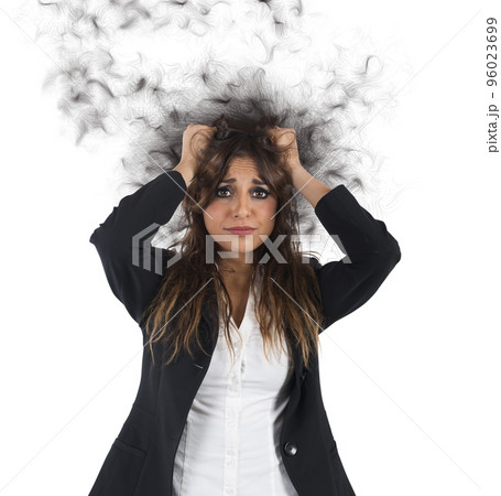 Stressed and desperate businesswoman 96023699