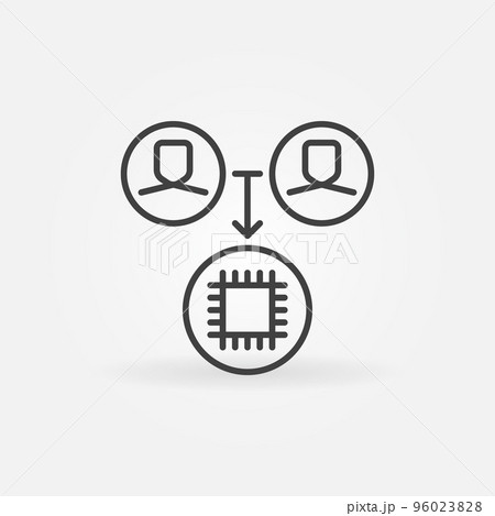 People with Computer Chip vector concept outline icon 96023828