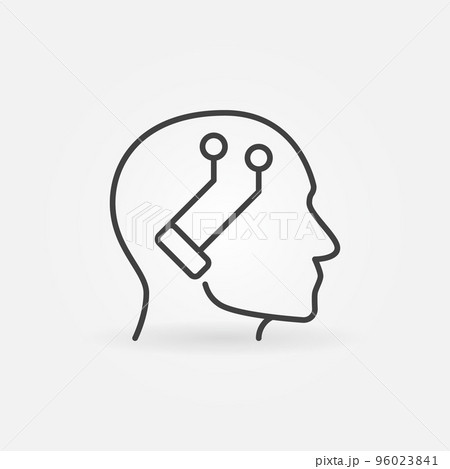 Human Head with Computer Chip vector concept line icon Human Head with Computer Chip vector concept line icon 96023841