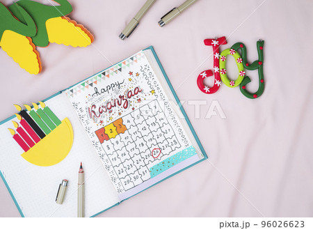 Homemade bullet journal with kwanzaa calendar Homemade bullet journal with kwanzaa calendar 96026623