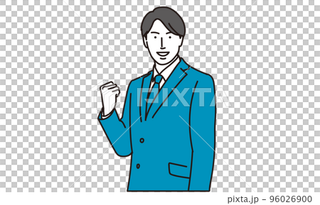 一個快樂並做出膽量姿勢的商人 96026900