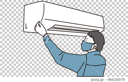 Electrician installing an air conditioner 96026979