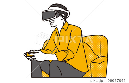 VRゲームで遊ぶ男性	 96027043