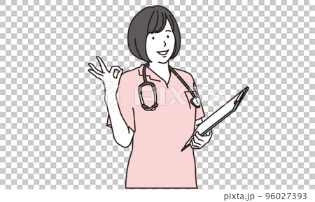 A female nurse giving an OK sign A female nurse giving an OK sign 96027393