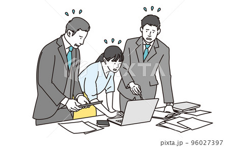 パソコントラブルを抱える会社員	 96027397