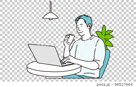 一個人在共享辦公室的電腦上工作 96027664