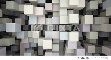 3D rendering background of light-colored random shuffled cubes in space 3D rendering background of light-colored random shuffled cubes in space 96027780