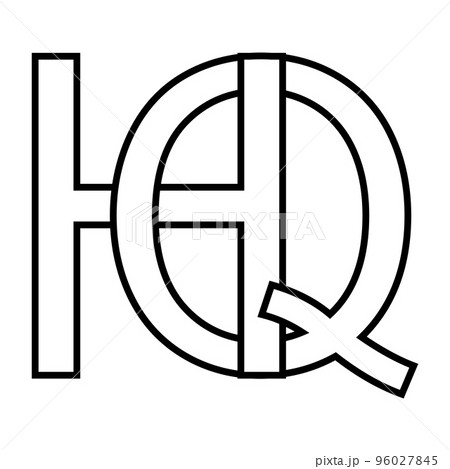 Logo sign hq qh icon nft interlaced letters q h 96027845