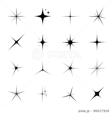 Star sparkle and twinkle. Star burst and flash. Bright light flash outline icon or sign, explosion beam and flare line vector symbol. Space stars twinkle abstract symbols 96027926