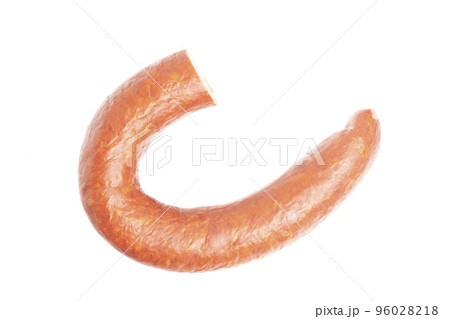 Krakow sausage top view isolated on white background 96028218