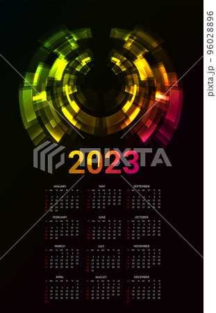 Calendar for 2023. Vector illustration with months Calendar for 2023. Vector illustration with months 96028896