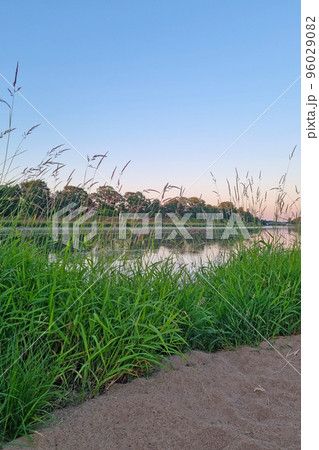 Nice picturesque view of the river. Nature background. Nice picturesque view of the river. Nature background. 96029082