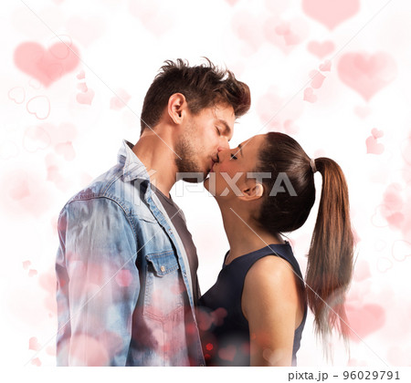 Couple in love kissing 96029791