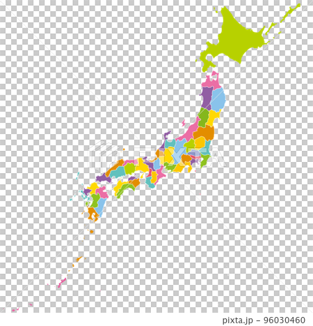 Colorful map of Japan, overview Colorful map of Japan, overview 96030460