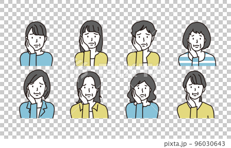 困った中年女性のアイコン	 96030643