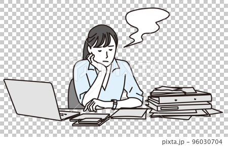 仕事量に困るビジネスウーマン	 96030704