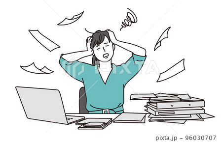 仕事で悩むビジネスウーマン	 96030707