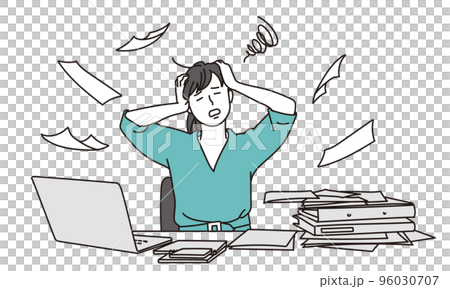 仕事で悩むビジネスウーマン	 96030707