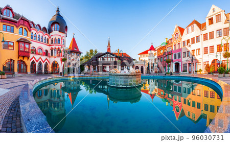 Komarno, Slovakia. Courtyard of Europe downtown square. Komarno, Slovakia. Courtyard of Europe downtown square. 96030731