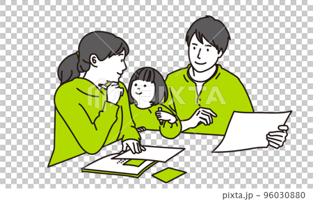 Family drawing and studying Family drawing and studying 96030880