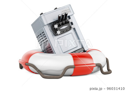 Commercial ice cream machine with lifebelt, 3D rendering Commercial ice cream machine with lifebelt, 3D rendering 96031410