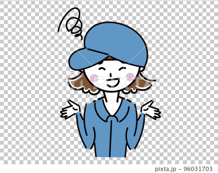 一名身著工作服的女工作人員解釋藉口上身 96031703