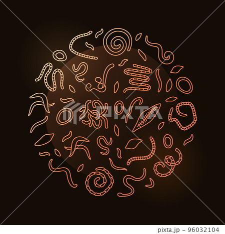 Helminth Circle shaped Banner - vector Helminths round colored illustration 96032104