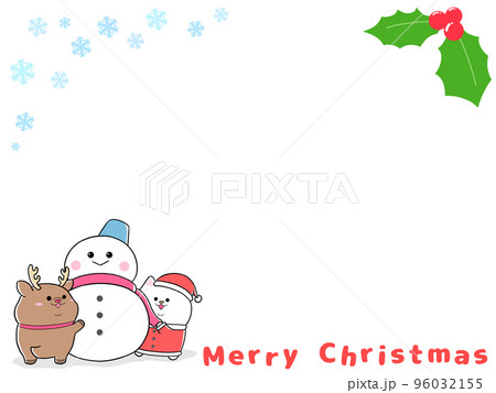 ゆるかわ白柴サンタと雪だるま　フレーム(3：4)② 96032155