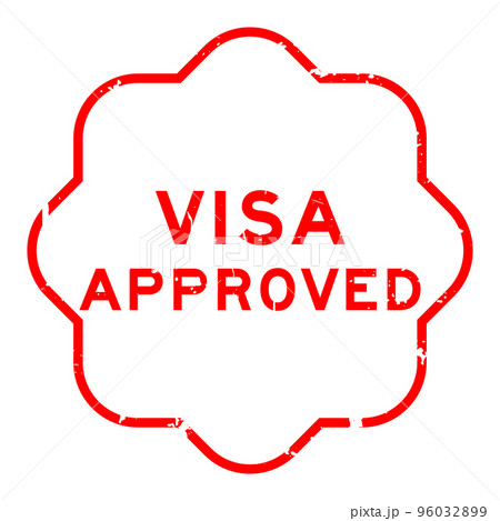 Grunge red visa approved word rubber seal stamp on white background 96032899