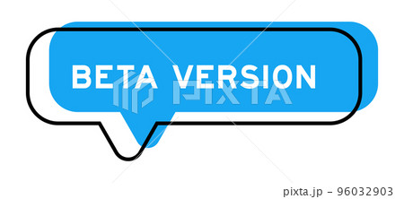 Speech banner and blue shade with word beta version on white background 96032903