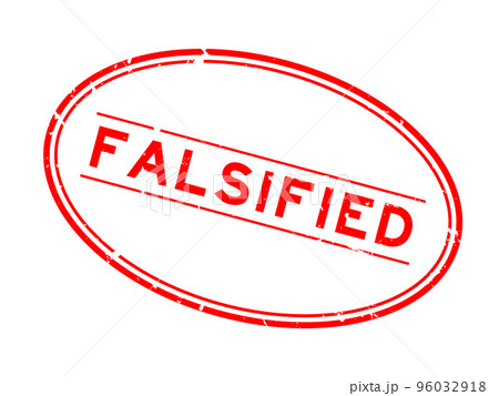 Grunge red falsified word oval rubber seal stamp on white background 96032918