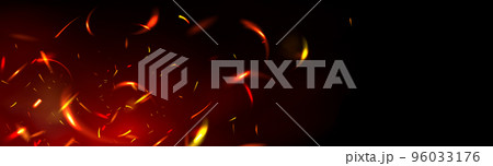 Red fire sparks overlay effect on black background 96033176