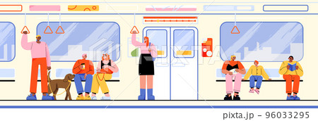 Subway train car with people inside Subway train car with people inside 96033295