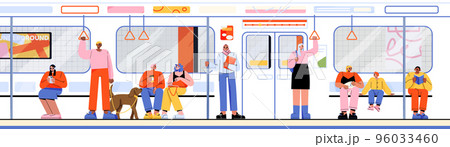 People inside of train or subway, underground 96033460